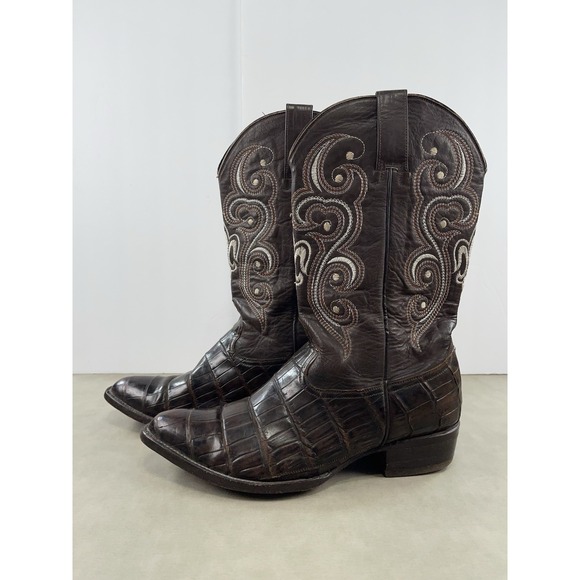 Unbranded Vintage Alligator Skin Leather Cowboy Boots Men's 10.5 D Brown